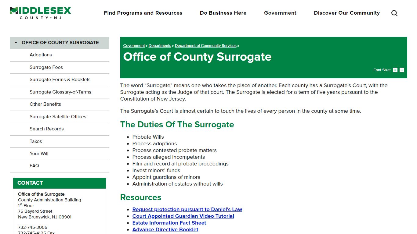 Office of County Surrogate | Middlesex County NJ